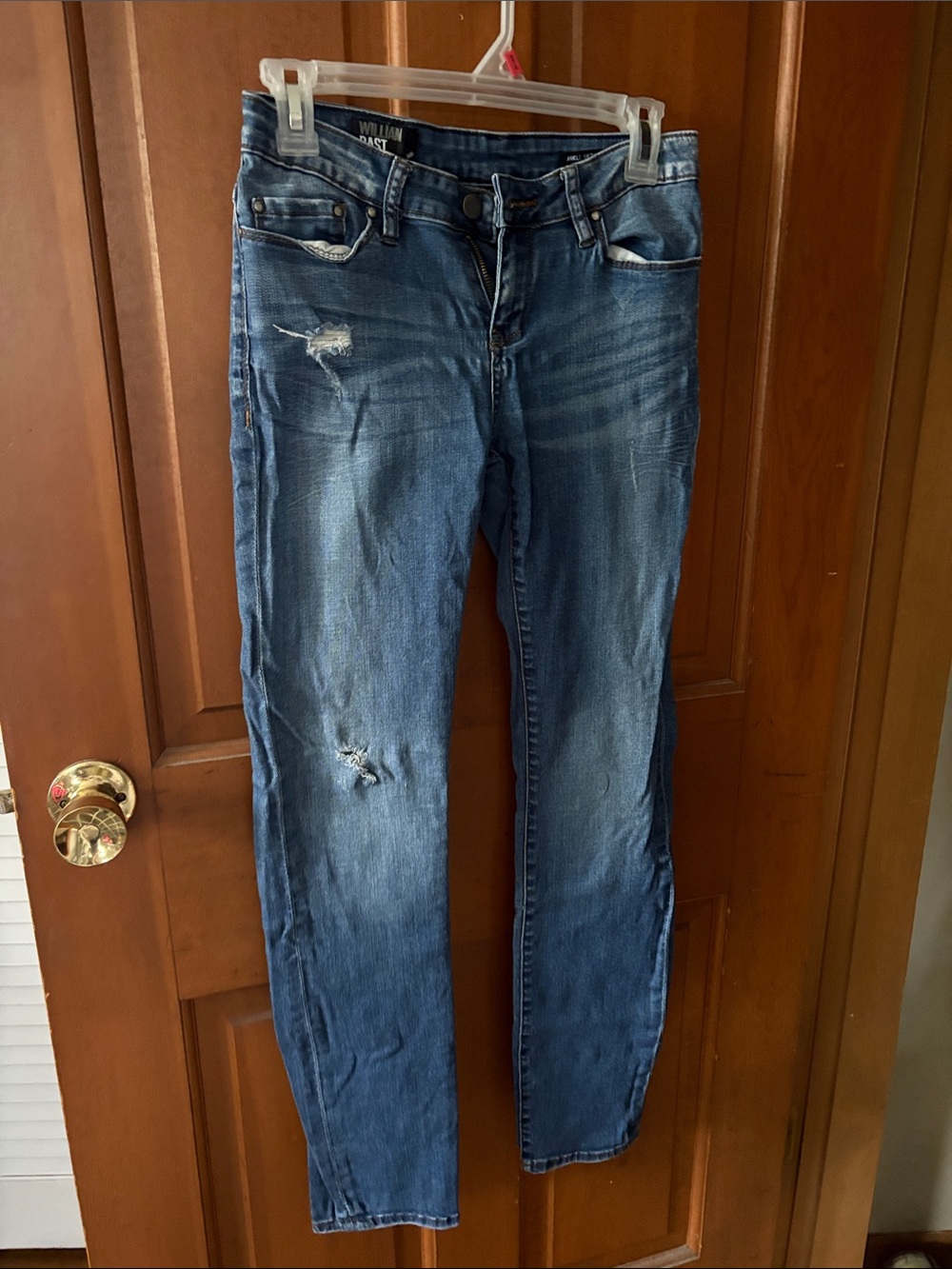 William Rast Skinny Jeans in Blue Wash with Distressed Detail